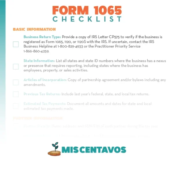 Form 1065 Tax Preparation Checklist