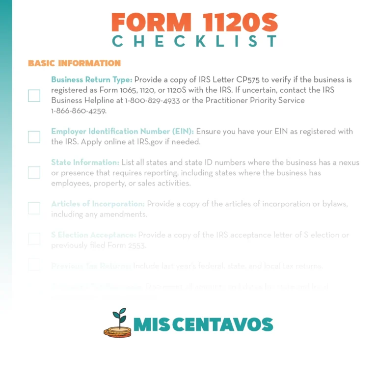 Form 1120S Tax Preparation Checklist